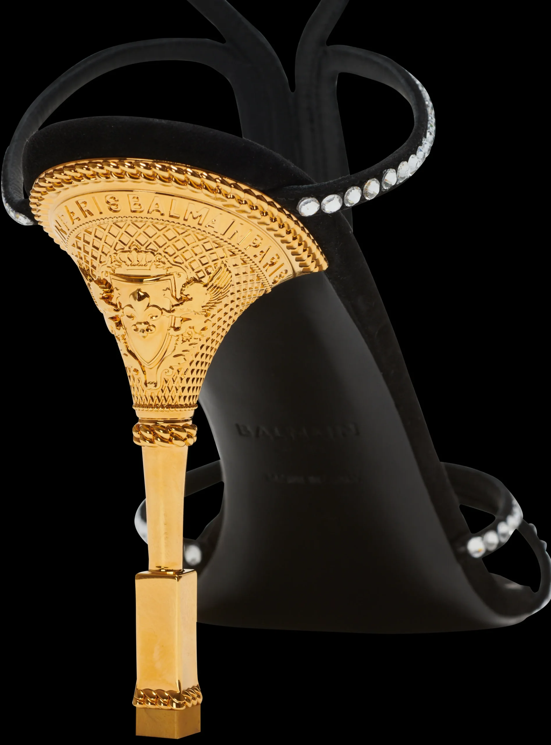 Women Balmain Moneta Suede And Crystal Sandals
