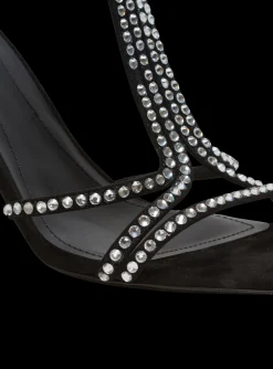Women Balmain Moneta Suede And Crystal Sandals