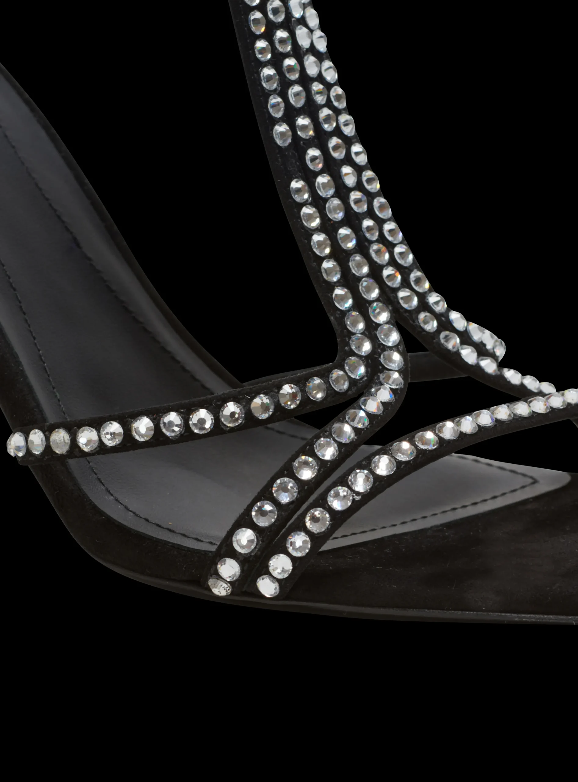 Women Balmain Moneta Suede And Crystal Sandals