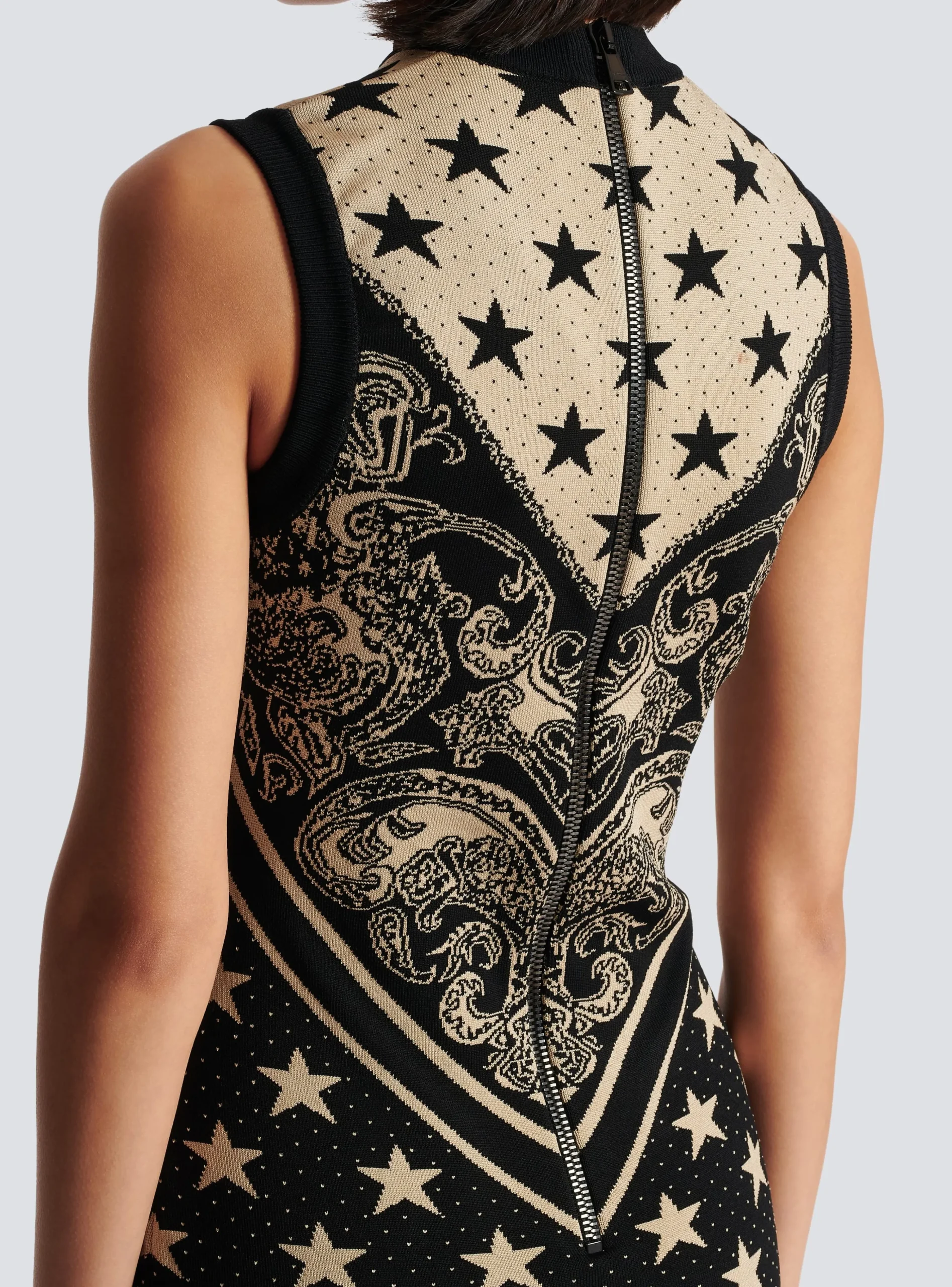 Women Balmain Monogram And Star Knit Short Dress