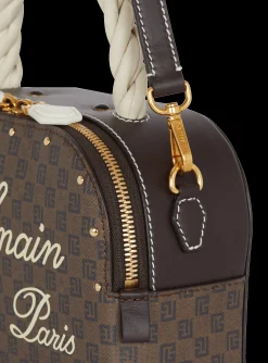Women Balmain Monogram Canvas And Leather Make Up Bag