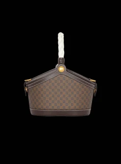 Women Balmain Monogram Canvas And Leather Bucket Bag