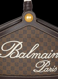 Women Balmain Monogram Canvas And Leather Bucket Bag
