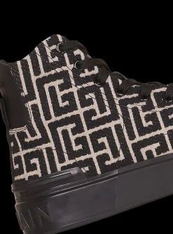 Balmain Monogram Jacquard B-Court High-top Sneakers