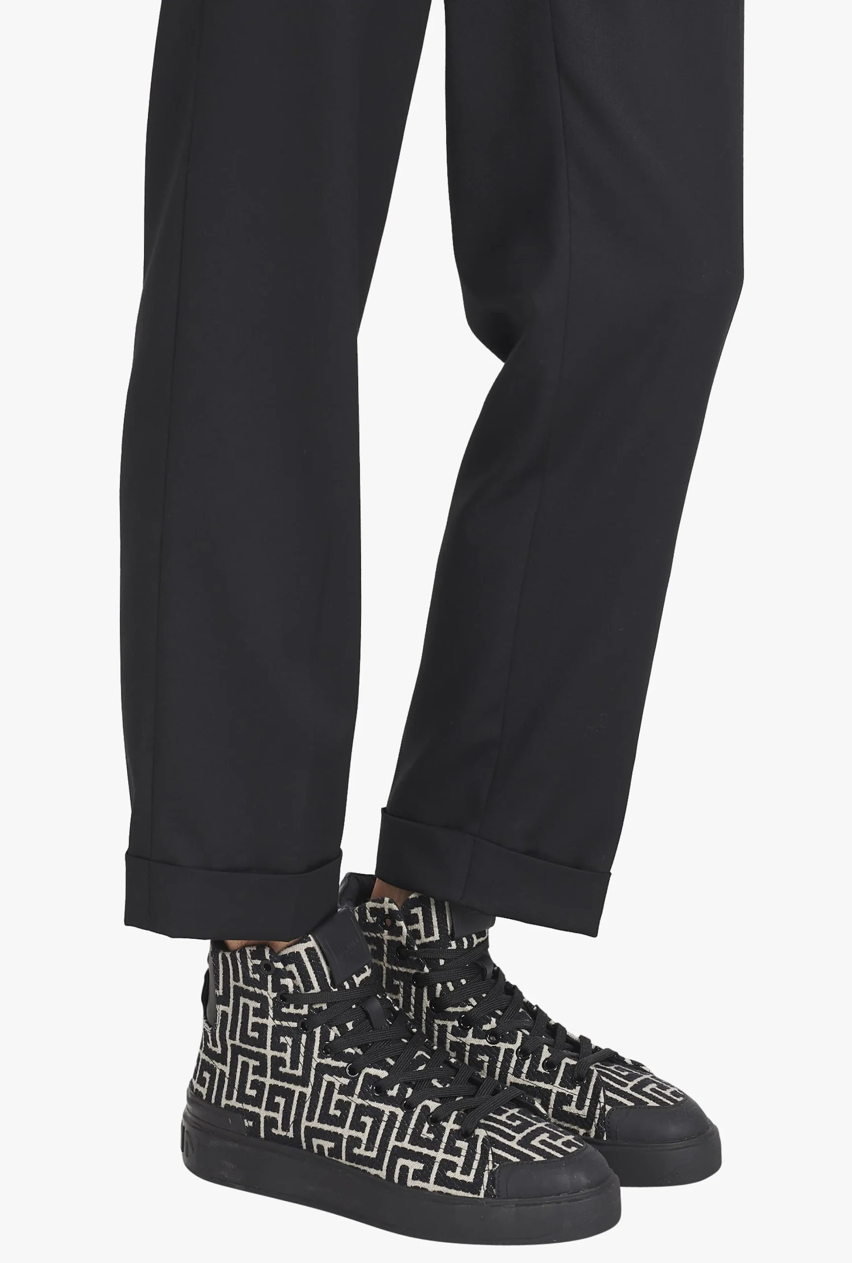 Balmain Monogram Jacquard B-Court High-top Sneakers