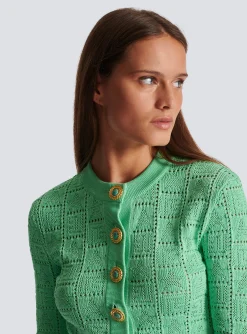 Women Balmain Monogram Knit Cardigan