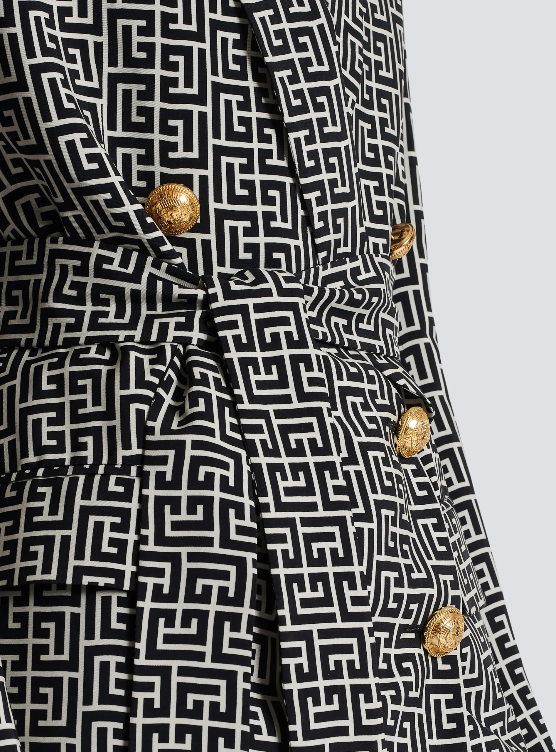 Women Balmain Monogram Printed Jacket With Shawl Collar