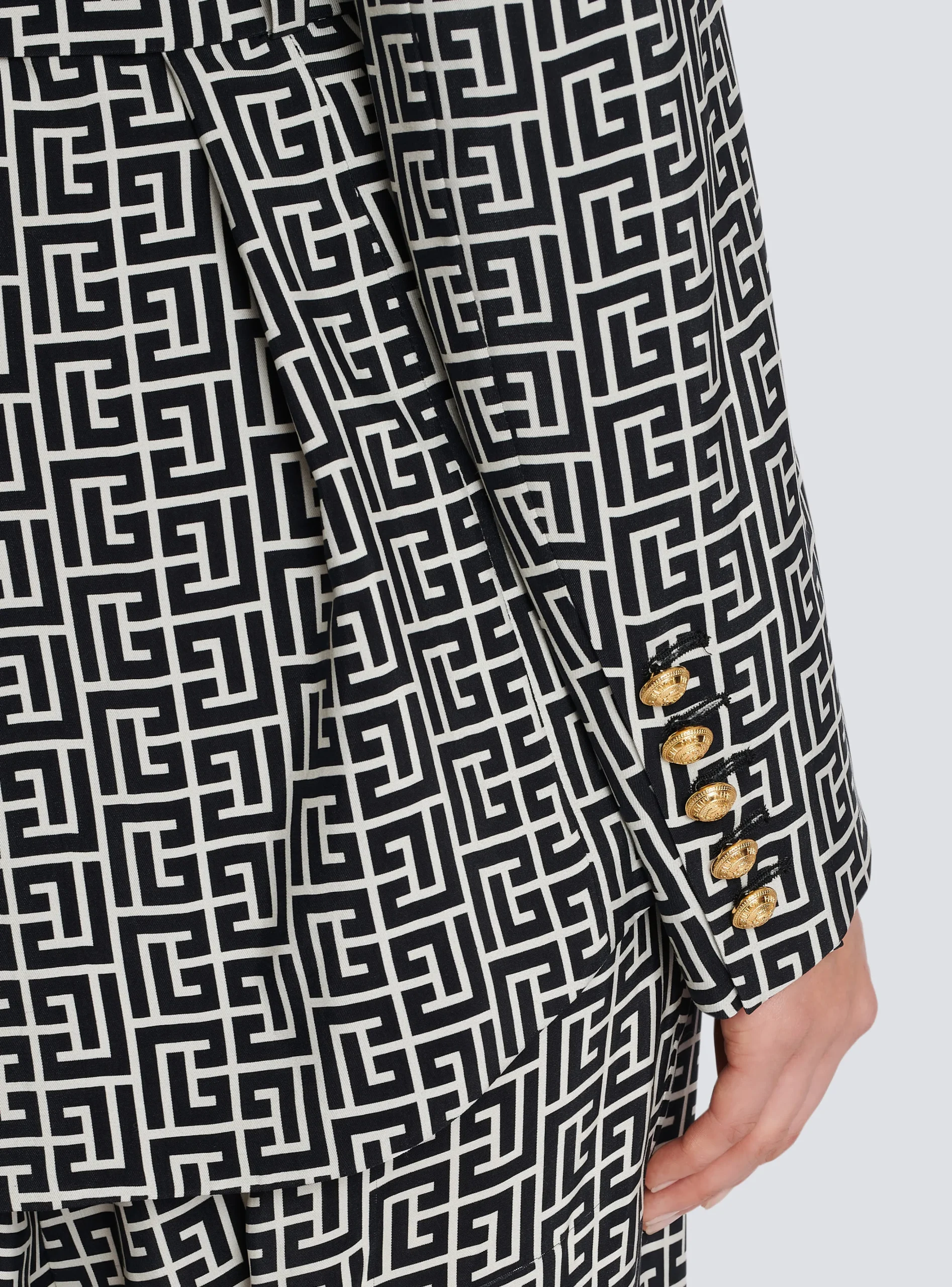 Women Balmain Monogram Printed Jacket With Shawl Collar