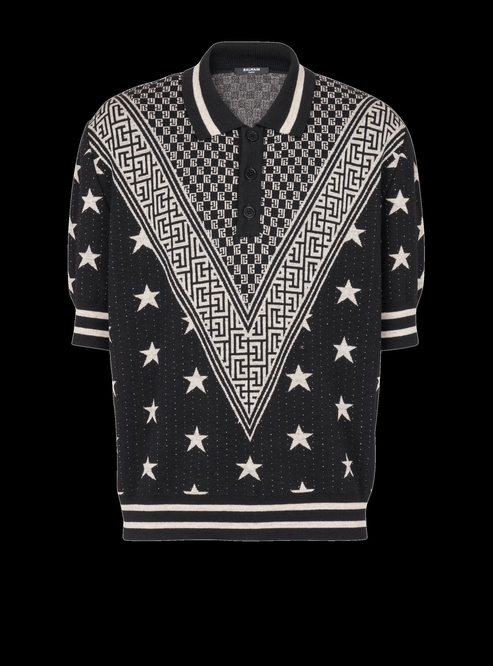 Balmain Monogram Stars Polo Shirt