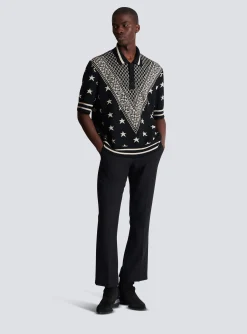 Balmain Monogram Stars Polo Shirt