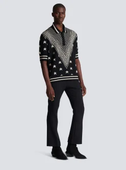 Balmain Monogram Stars Polo Shirt