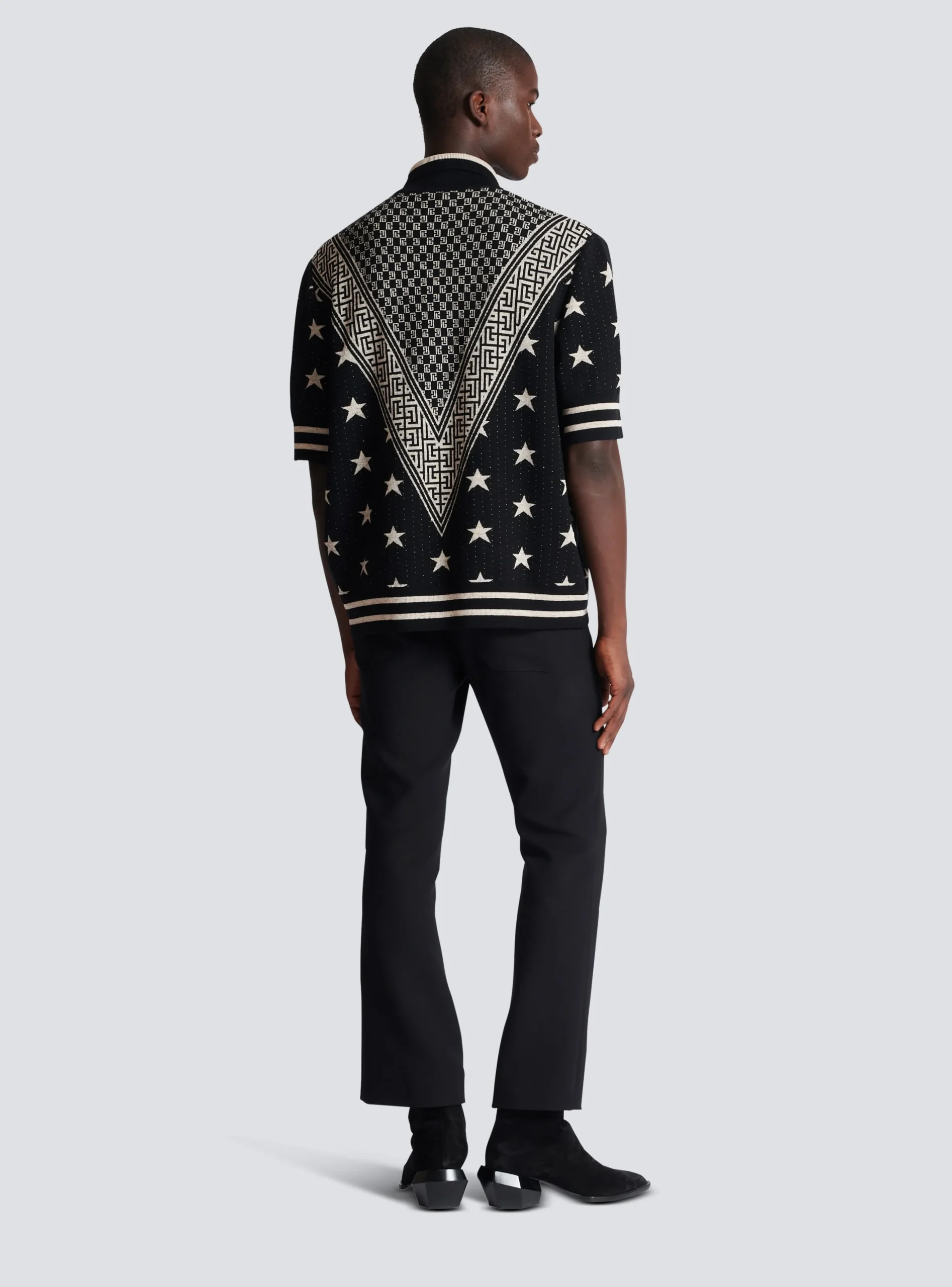 Balmain Monogram Stars Polo Shirt