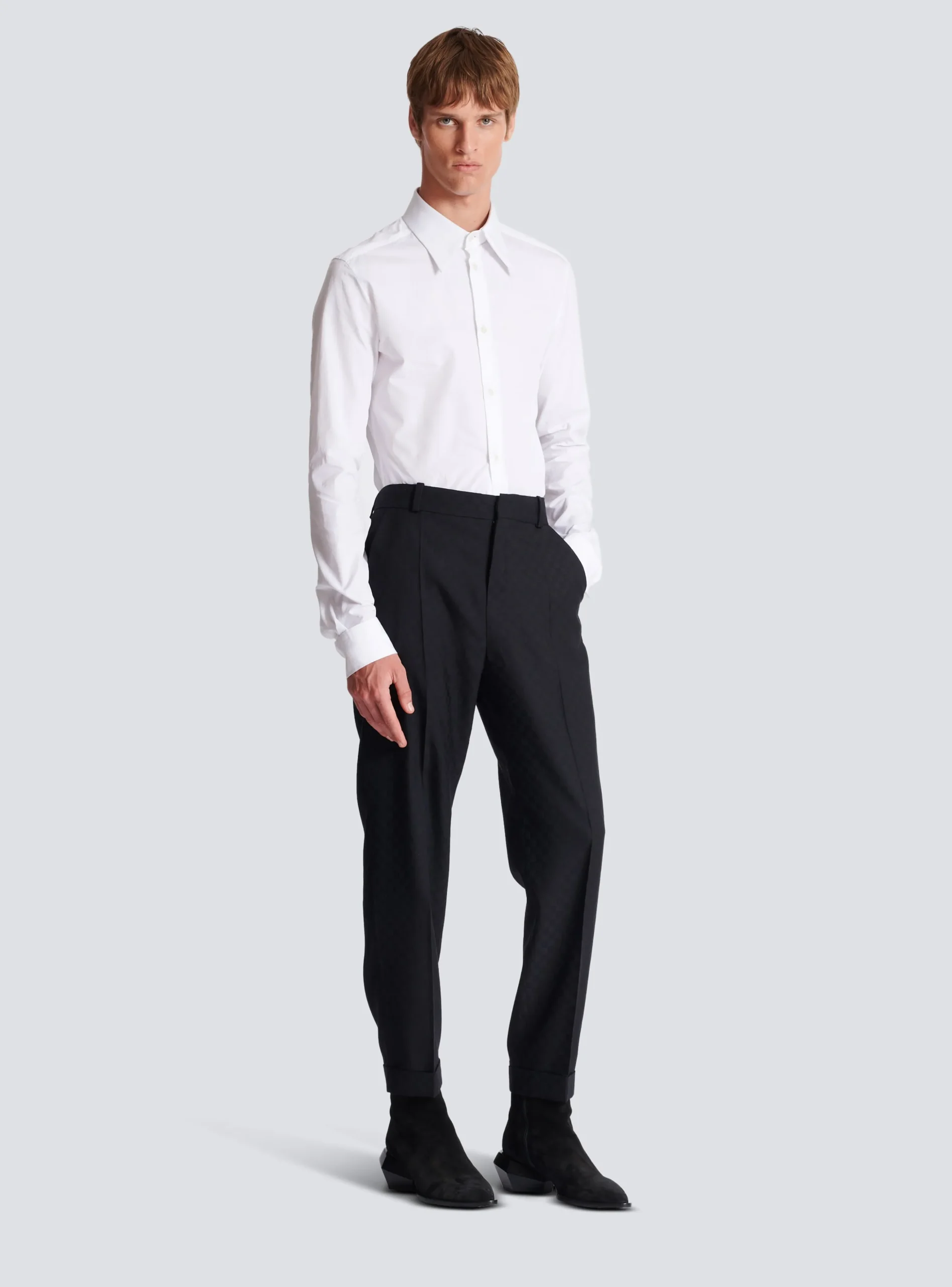Balmain Monogram Wool Trousers