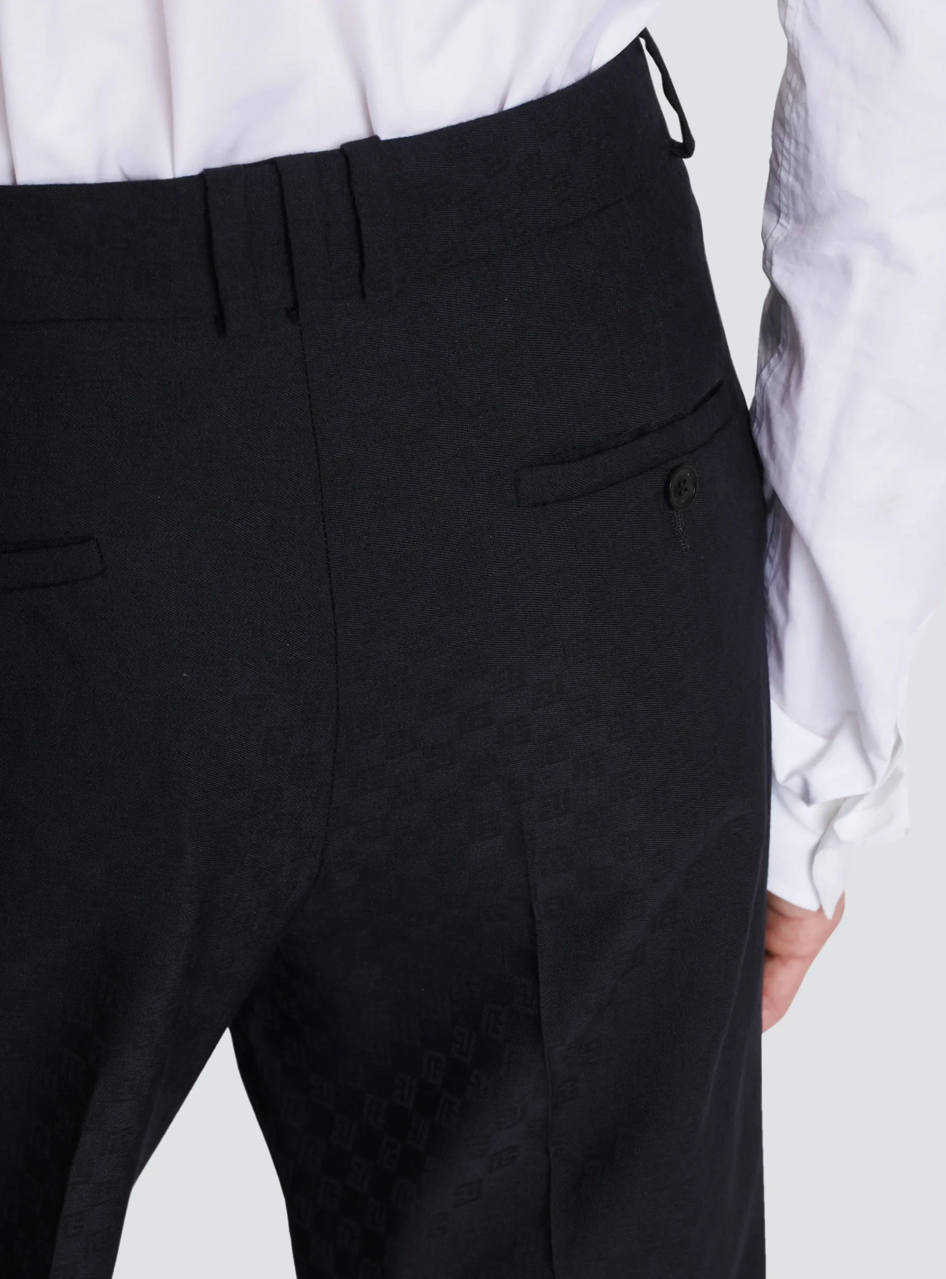 Balmain Monogram Wool Trousers