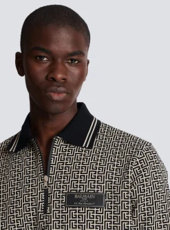 Balmain Monogram Zip Polo Shirt