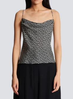 Women Balmain Monogrammed Cami Top