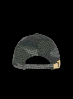 Balmain Monogrammed Camouflage Print Baseball Cap