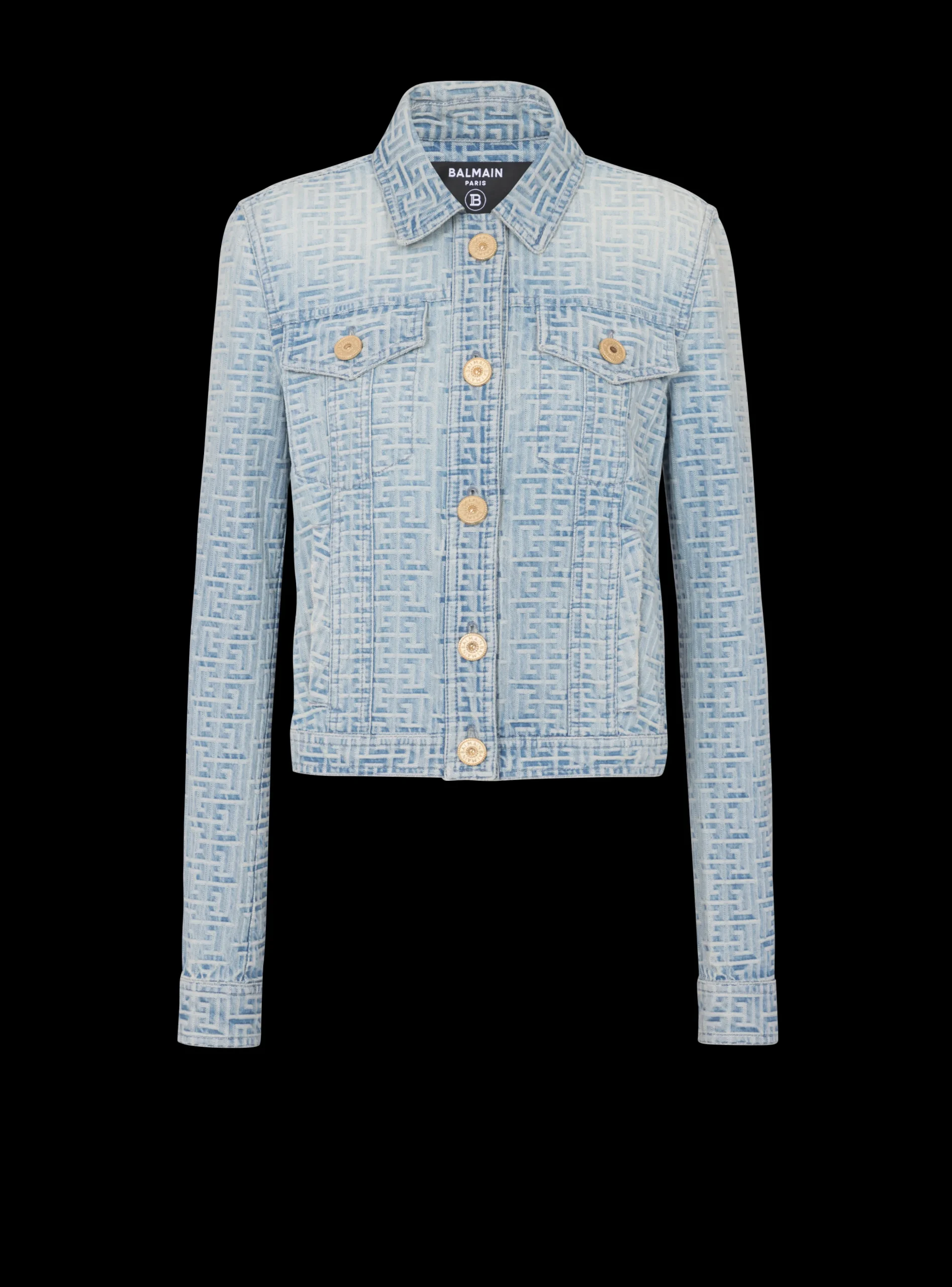 Women Balmain Monogrammed Denim Jacket