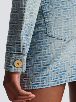 Women Balmain Monogrammed Denim Jacket