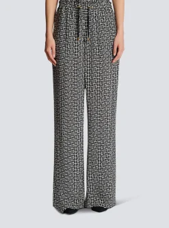 Women Balmain Monogrammed Flowing Trousers