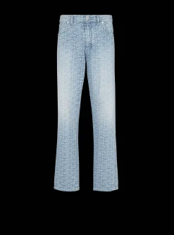 Balmain Monogrammed Jacquard Denim Jeans