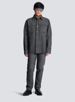 Balmain Monogrammed Jacquard Denim Shirt&nbsp;
