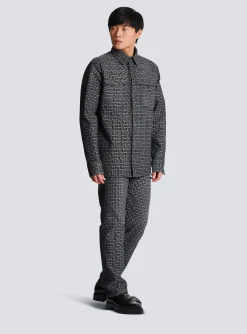 Balmain Monogrammed Jacquard Denim Shirt