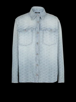 Balmain Monogrammed Jacquard Denim Shirt