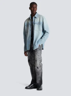 Balmain Monogrammed Jacquard Denim Shirt&nbsp;