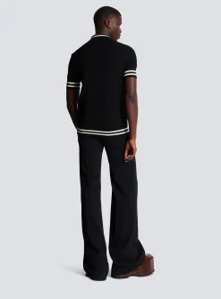 Balmain Monogrammed Jacquard Polo Shirt