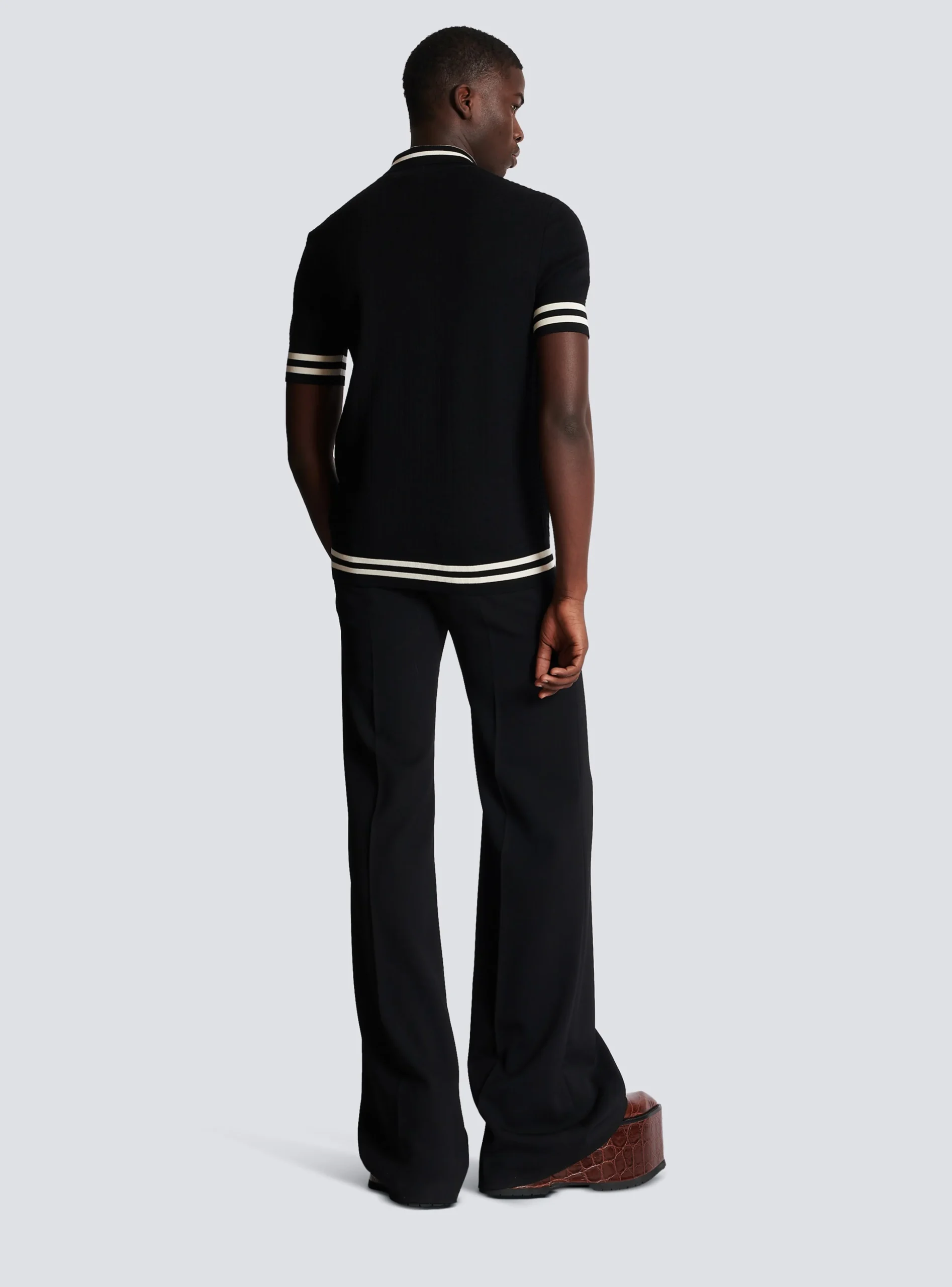 Balmain Monogrammed Jacquard Polo Shirt