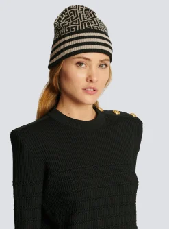 Women Balmain Monogrammed Knit Beanie