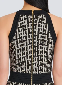 Women Balmain Monogrammed Knit Dress