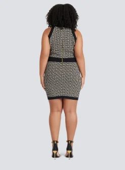 Women Balmain Monogrammed Knit Dress