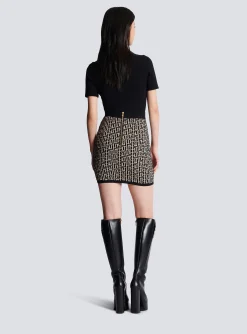 Women Balmain Monogrammed Knit Skirt