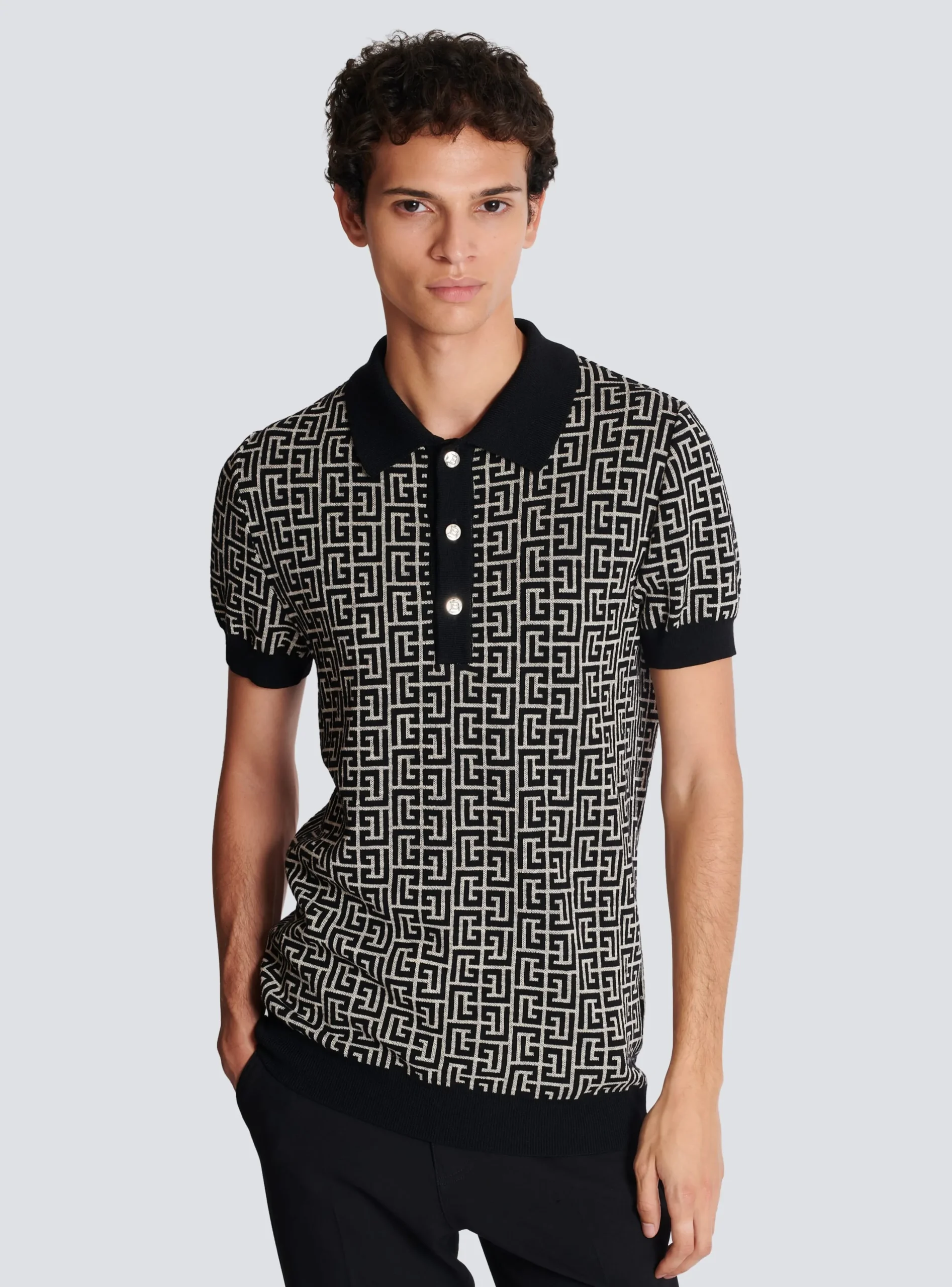 Balmain Monogrammed Polo Shirt