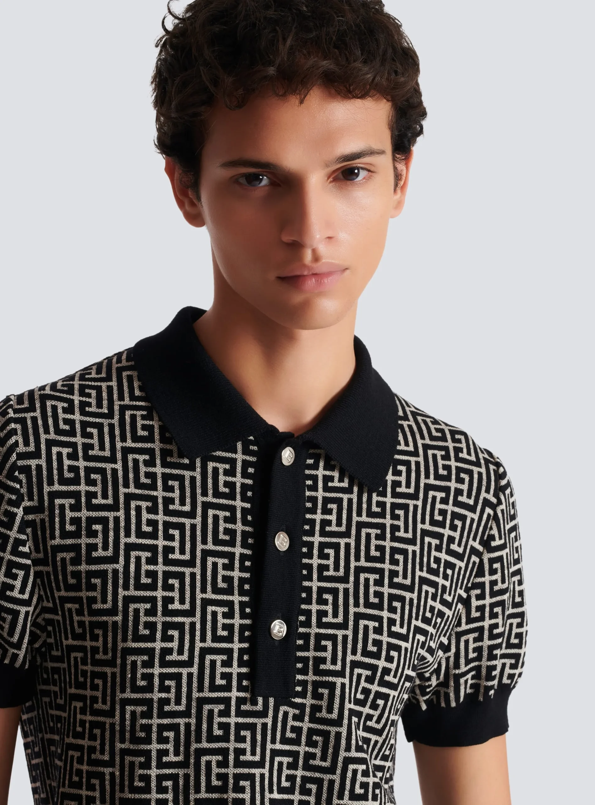 Balmain Monogrammed Polo Shirt