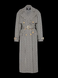 Women Balmain Monogrammed Trench Coat