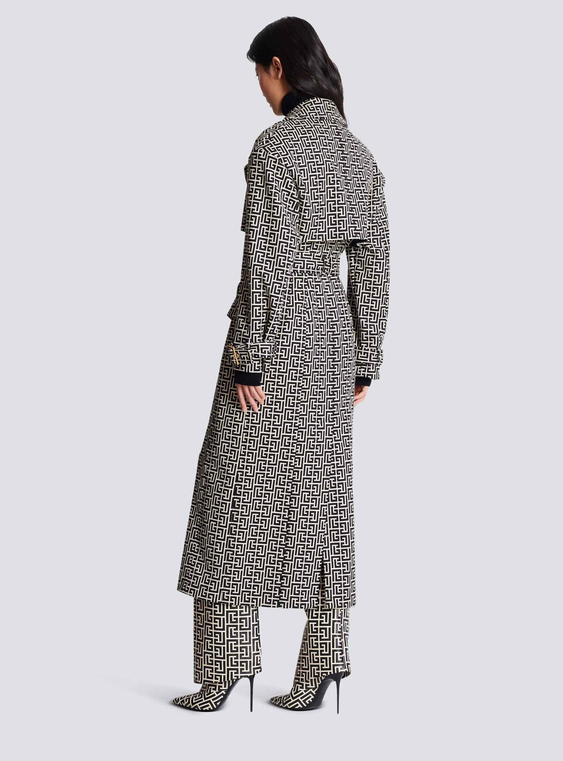 Women Balmain Monogrammed Trench Coat