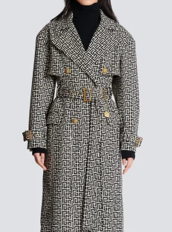 Women Balmain Monogrammed Trench Coat
