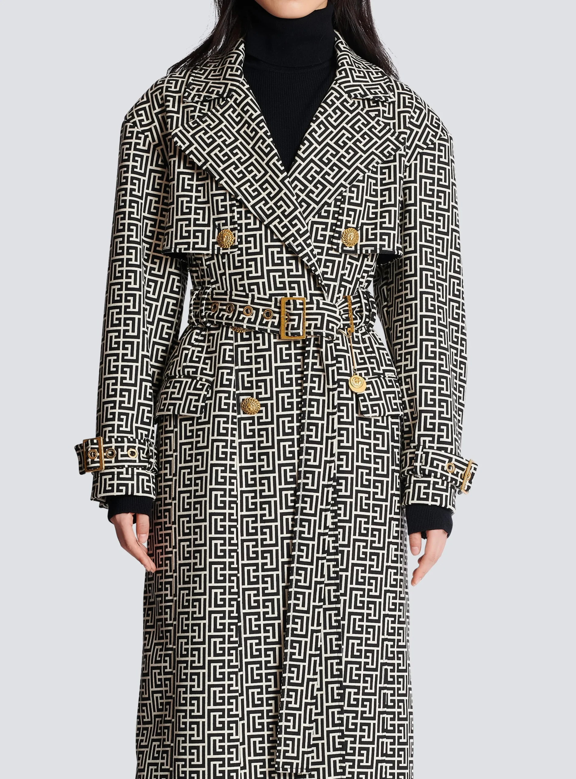 Women Balmain Monogrammed Trench Coat