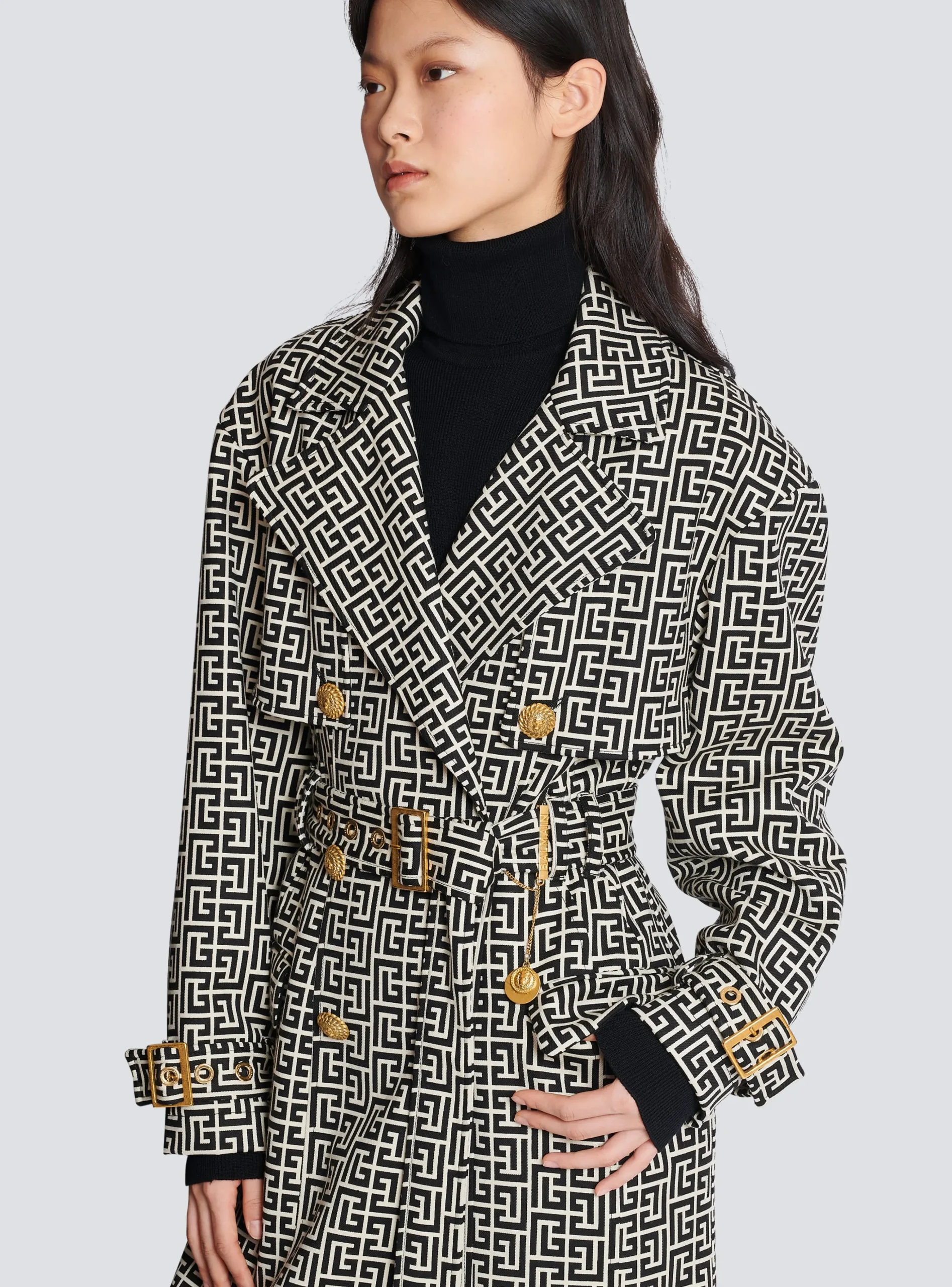 Women Balmain Monogrammed Trench Coat