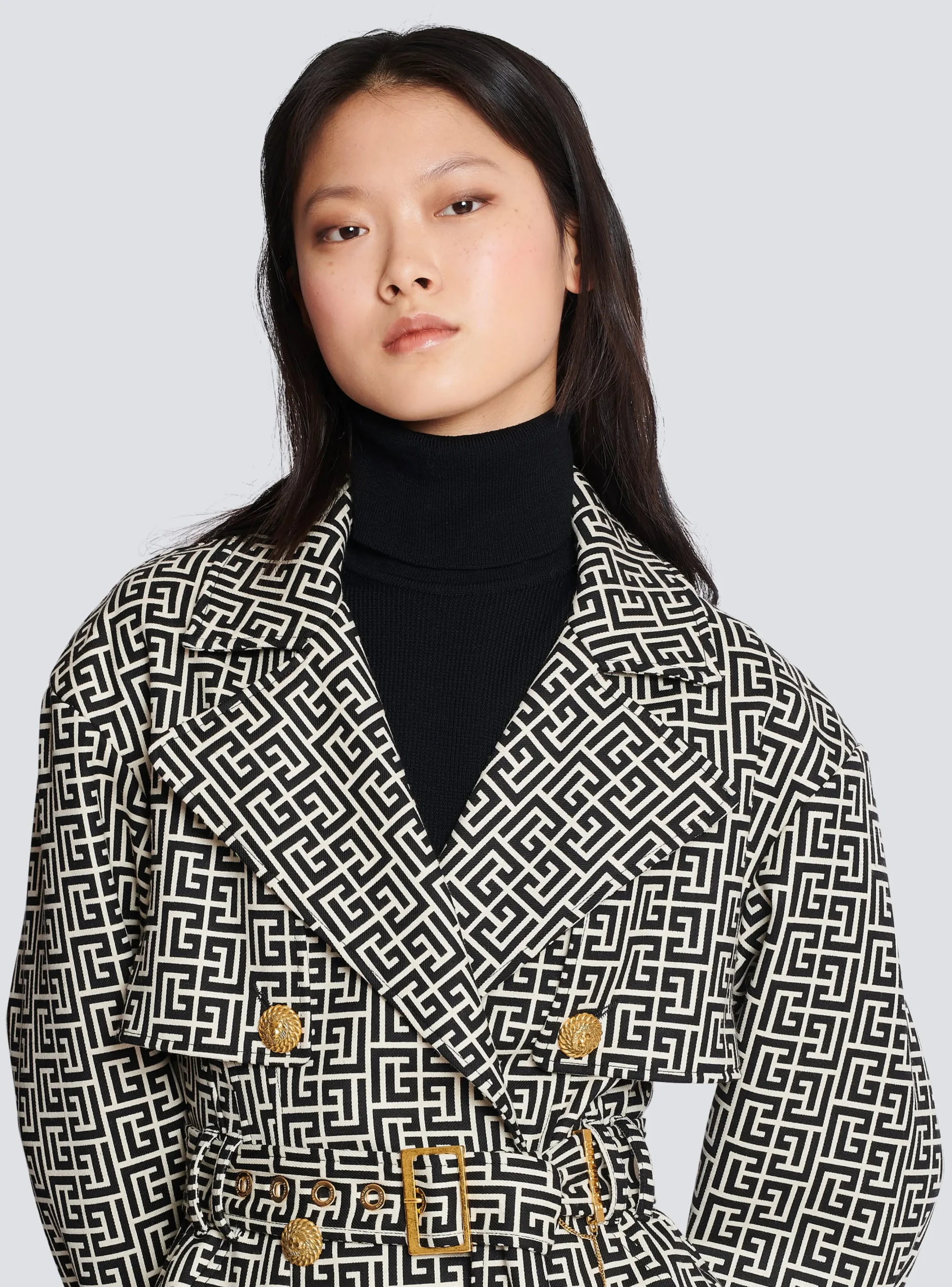 Women Balmain Monogrammed Trench Coat