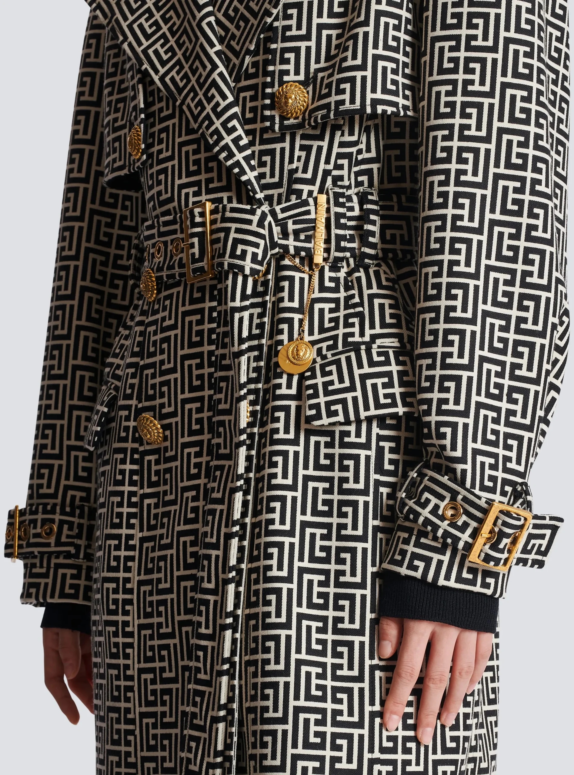 Women Balmain Monogrammed Trench Coat