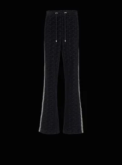Balmain Monogrammed Velvet Joggers