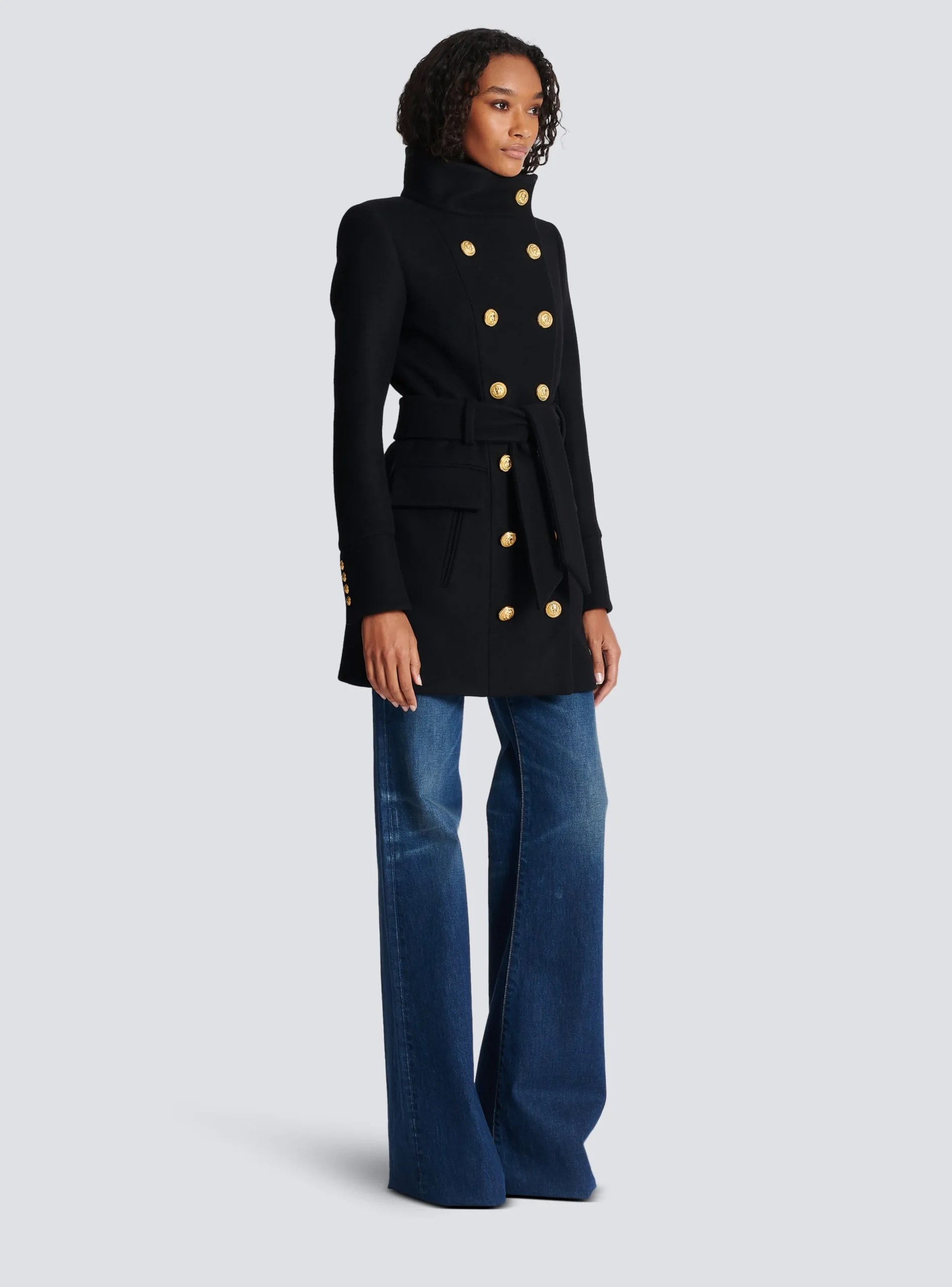 Women Balmain Officer Coat With Belt