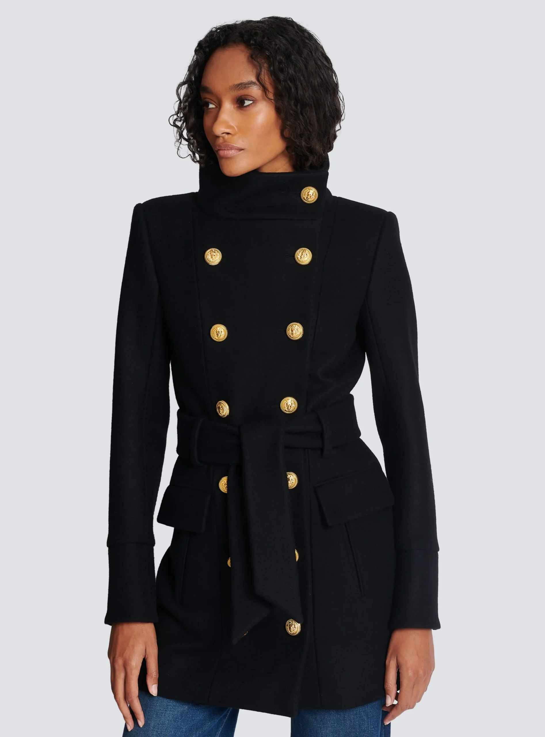 Women Balmain Officer Coat With Belt