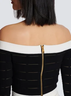 Women Balmain Off-the-shoulder Knit Top