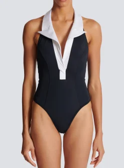 Women Balmain One-piece Swimsuit With Contrasting Collar