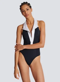 Women Balmain One-piece Swimsuit With Contrasting Collar